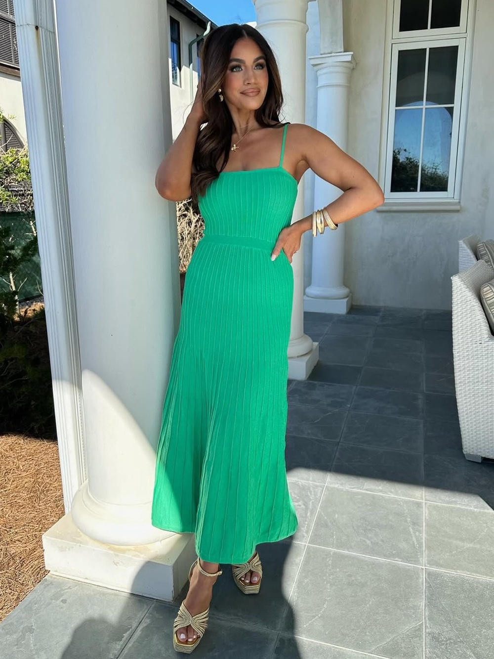 These Three Boutique - Robbie Pleated Midi Dress- Kelly Green